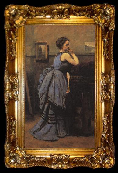 framed   Jean Baptiste Camille  Corot Woman in Blue, ta009-2